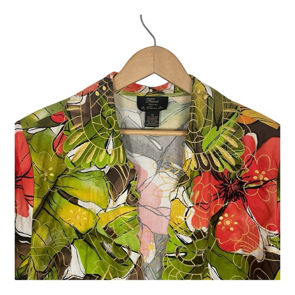 Trenz Woman by Theresa Renz Floral Blazer Jacket Lightweight with Cut Outs 1X - Picture 4 of 9